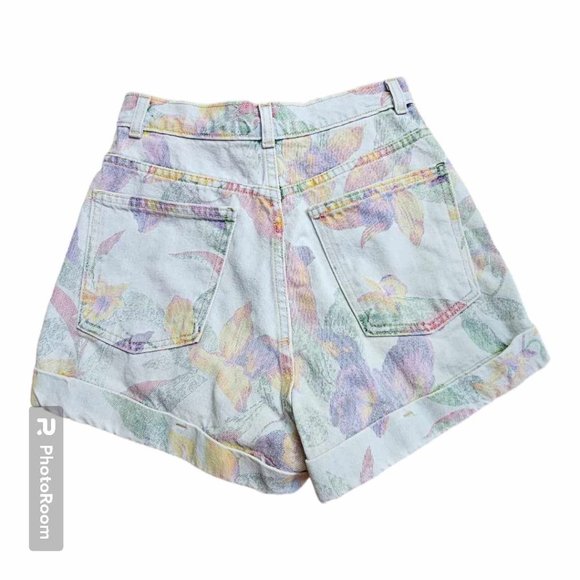 American Apparel High Waisted Floral Jean Shorts Size 27 - Picture 2 of 8